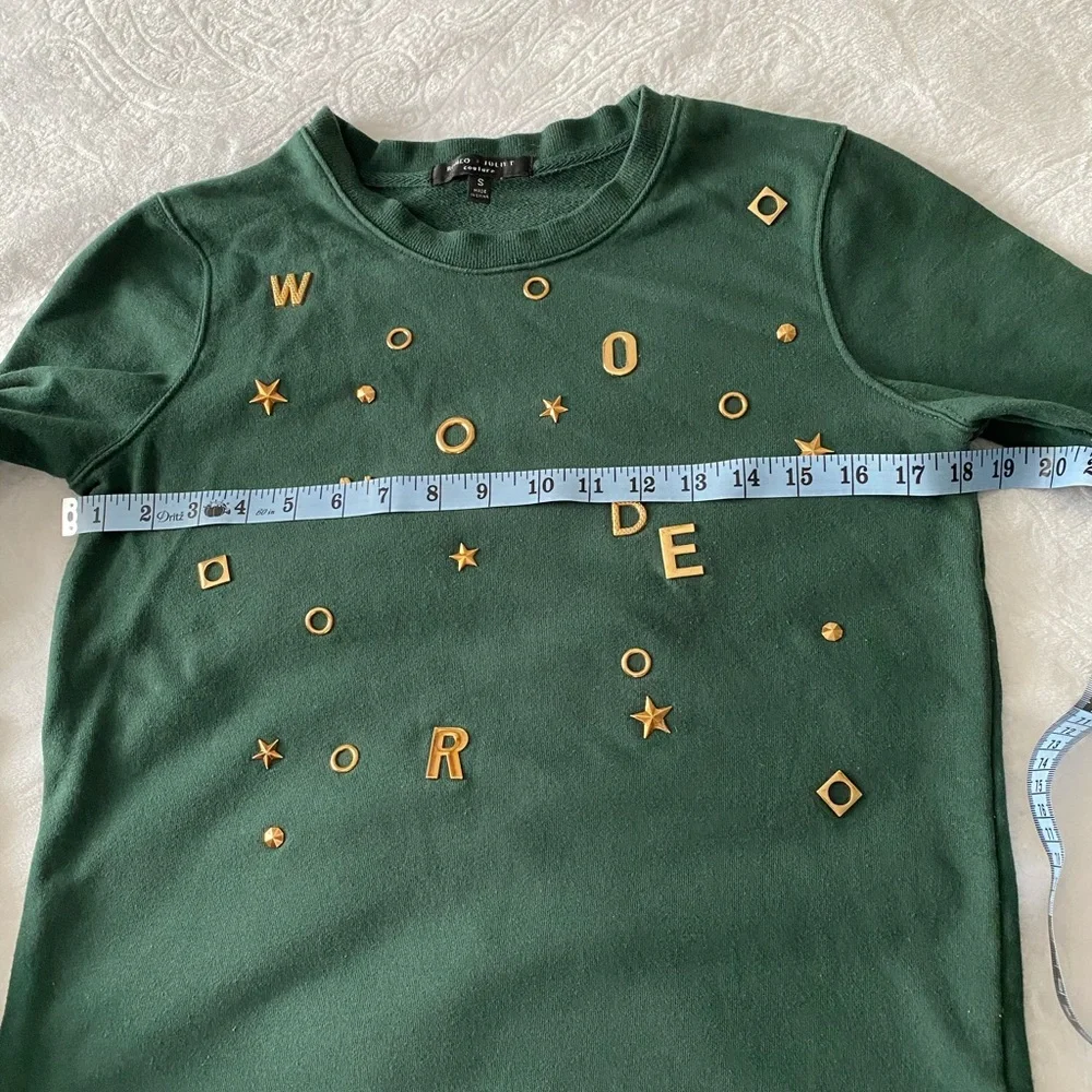 Gold letters WONDER Green Sweatshirt - Picture 4 of 9